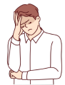 悩んでいる女性のイラスト